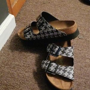 Bkack/White Birkenstock Wedge Sandals